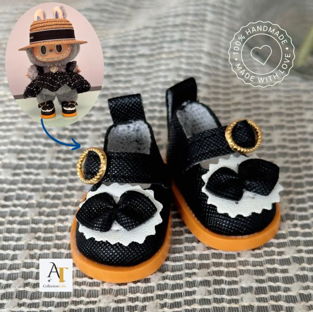 Labubu Doll Shoes - Stylish White and Black Colors for 17cm Dolls