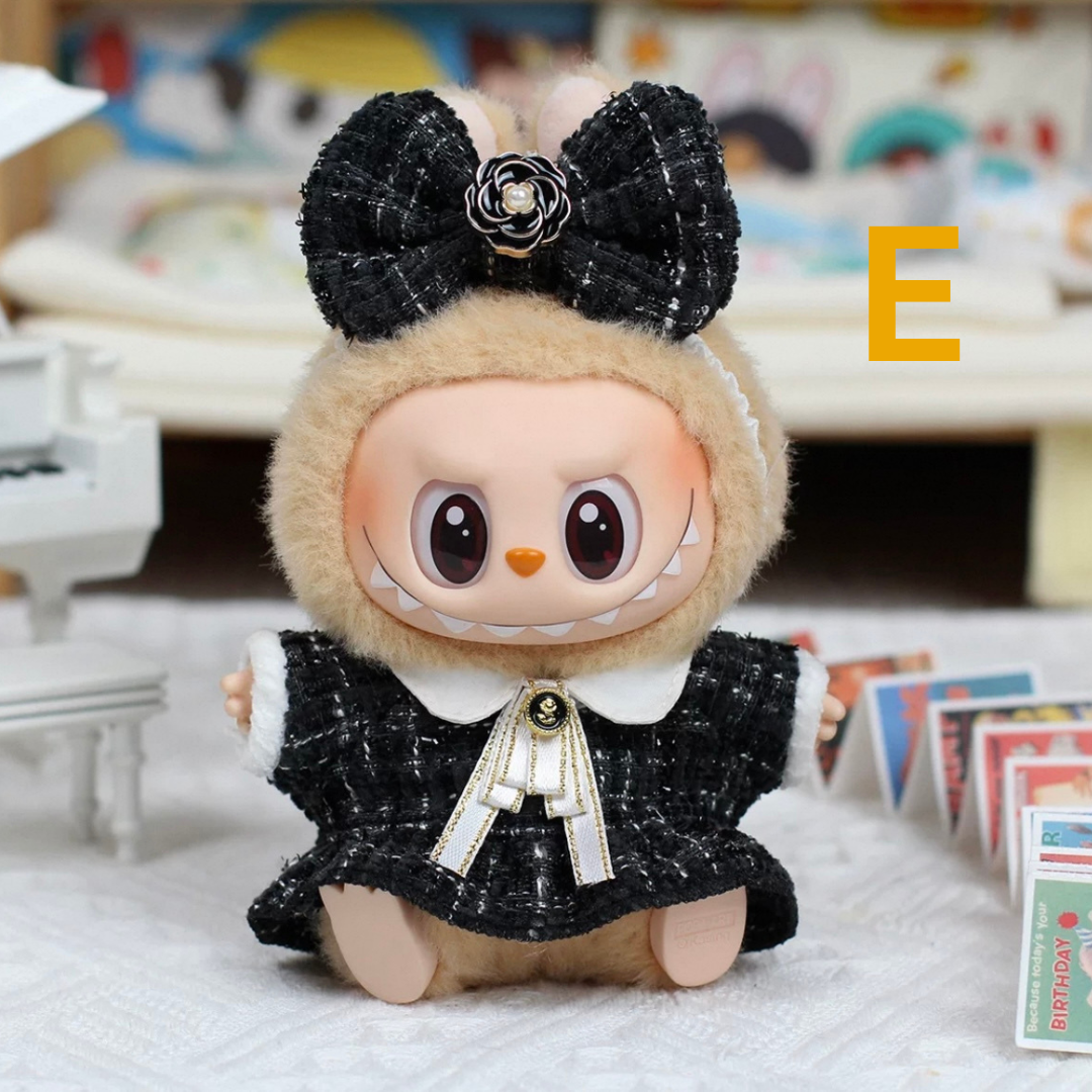 Labubu Designer Shirt & Skirt Set with Hat for 15/17 cm Dolls – Stylish Doll Outfit