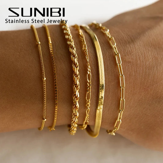 Classic Snake Chain Bracelets for Women Trend  Fashion Stainless Steel Cuban Chain Bracelet Trendy Woman Gifts Jewelry