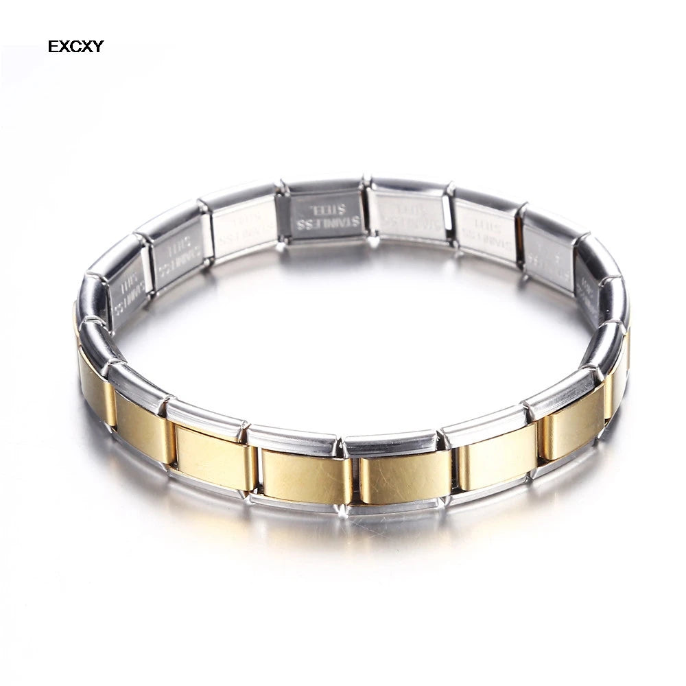 New Women's Jewelry 9mm Width Itanlian Elastic Charm Bracelet Fashion Stainless Steel Bangle