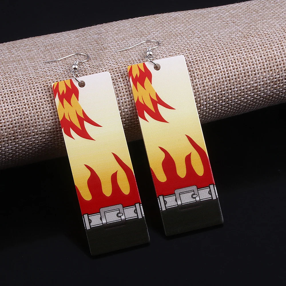 Anime Demon Slayer Acrylic Earrings Kimetsu no Yaiba Tanjirou Kochou Shinobu Butterfly Clip Earrings for Fans Cosplay Jewelry