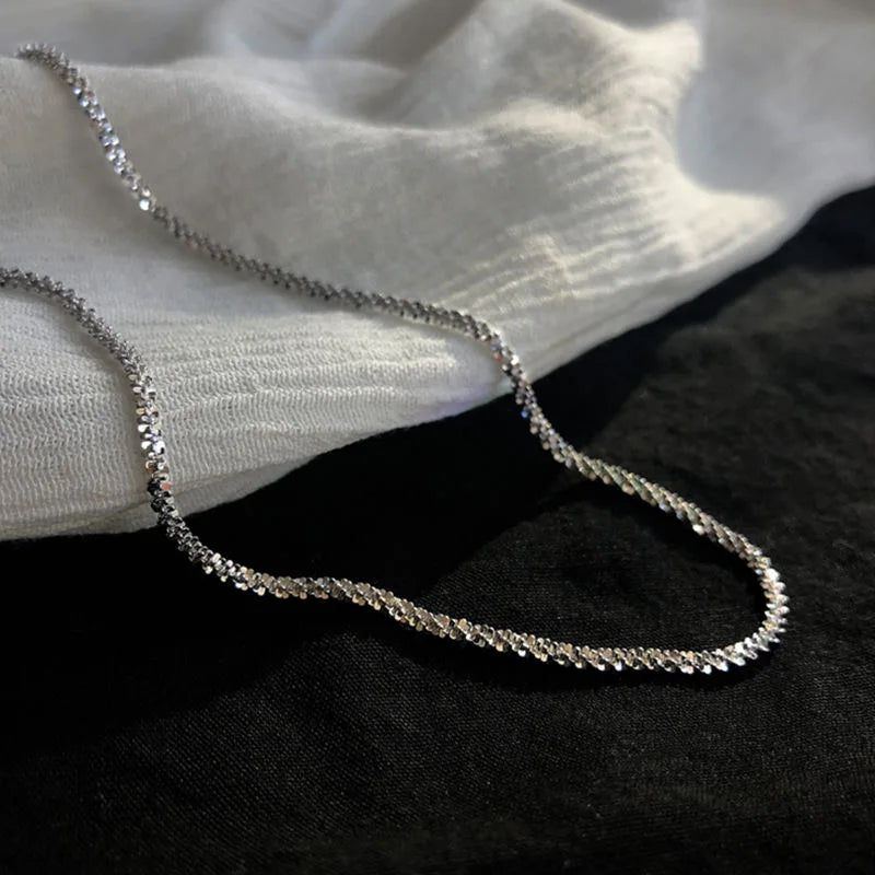 2025 New Popular Silver Colour Sparkling Clavicle Chain Choker Necklace For Women Fine Jewelry Wedding Party Gift