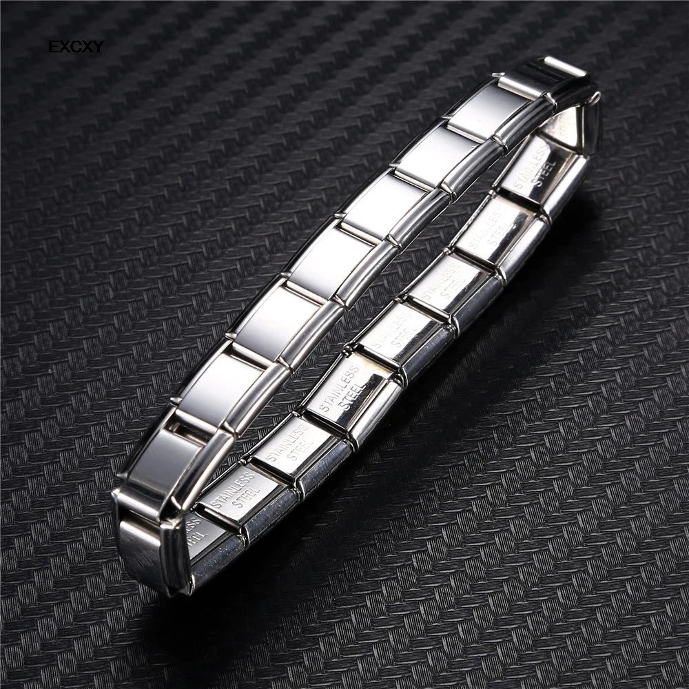 New Women's Jewelry 9mm Width Itanlian Elastic Charm Bracelet Fashion Stainless Steel Bangle