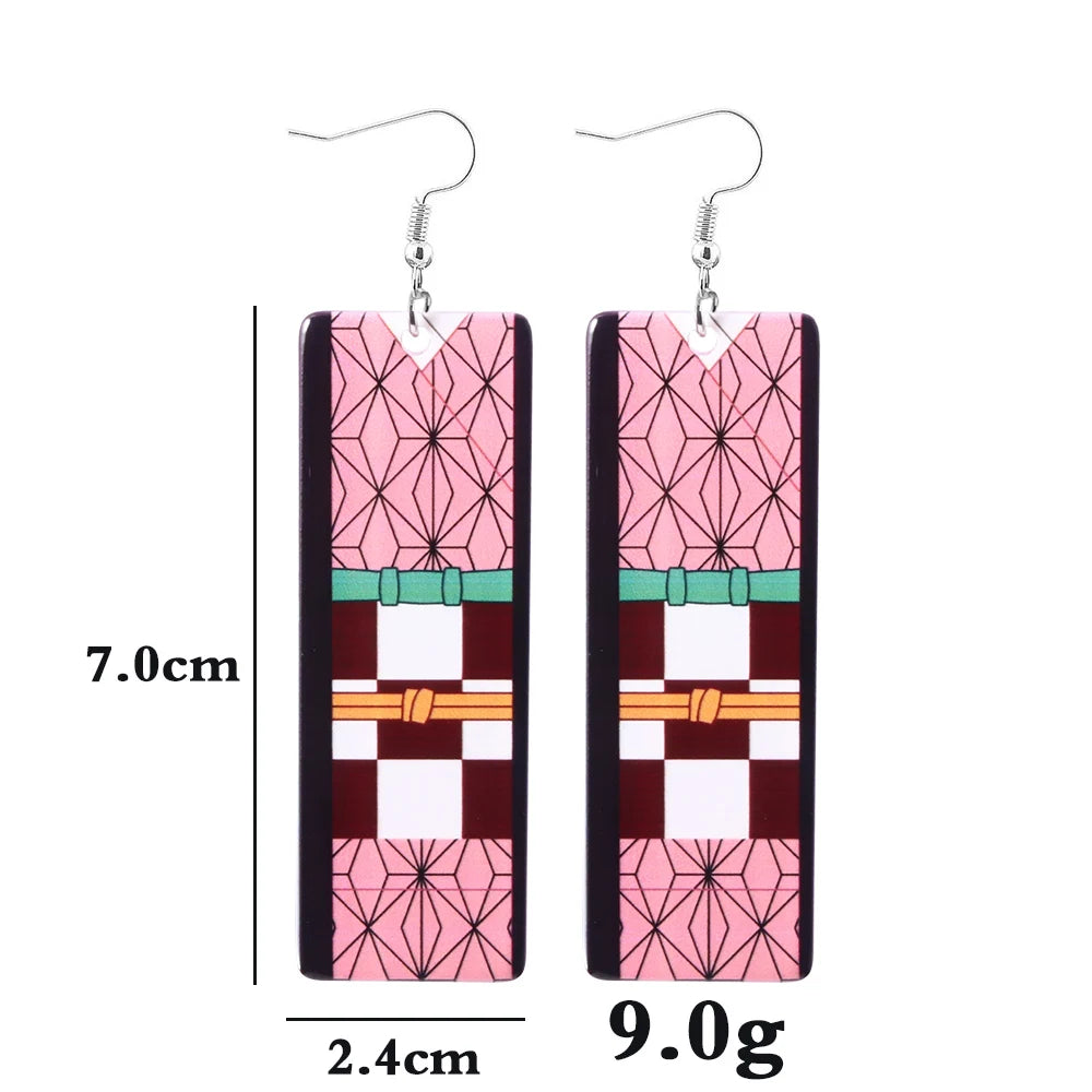 Anime Demon Slayer Acrylic Earrings Kimetsu no Yaiba Tanjirou Kochou Shinobu Butterfly Clip Earrings for Fans Cosplay Jewelry