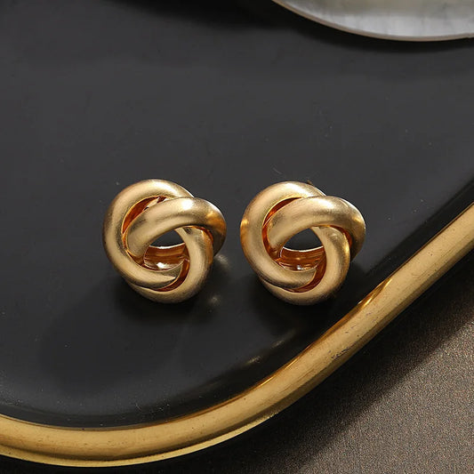 Vintage Geometric Multilayer Round Circles Twisted Hoop Earrings for Women Gold Color Knots Stud Earrings Trendy Jewelry Gifts