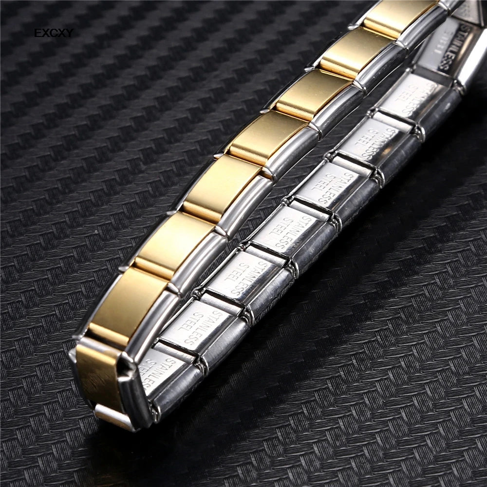 New Women's Jewelry 9mm Width Itanlian Elastic Charm Bracelet Fashion Stainless Steel Bangle